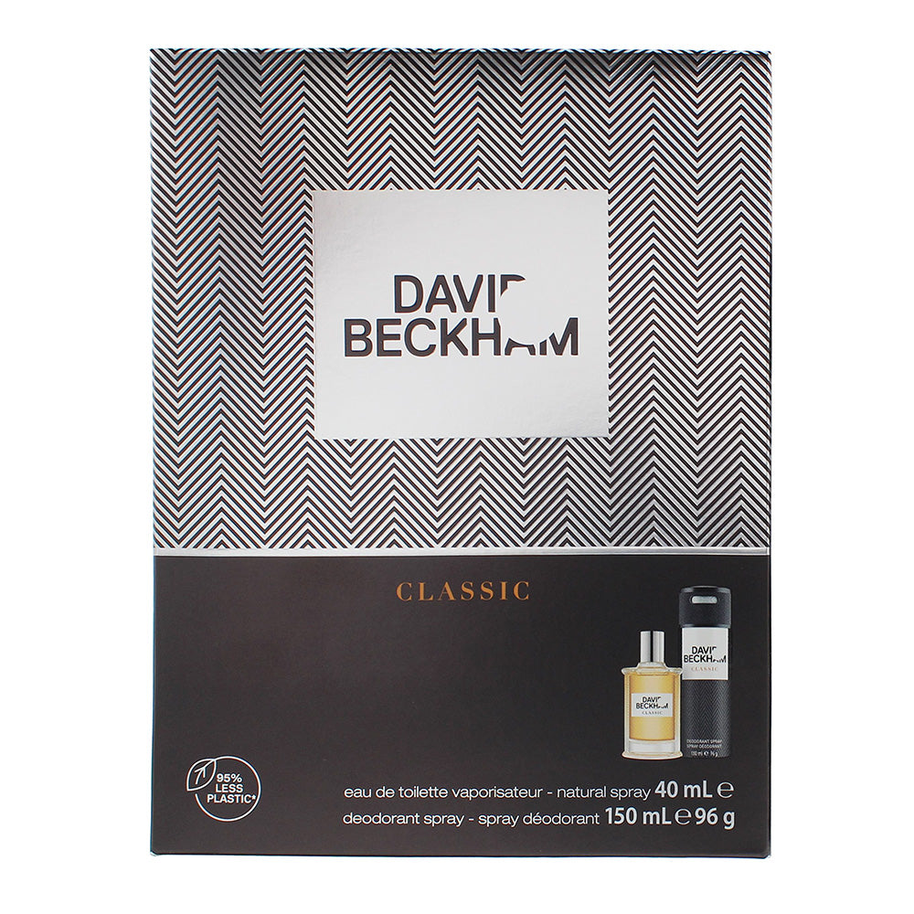 David Beckham Classic 2 Piece Gift Set: Eau de Toilette 40ml - Deodorant Spray 150ml - Box