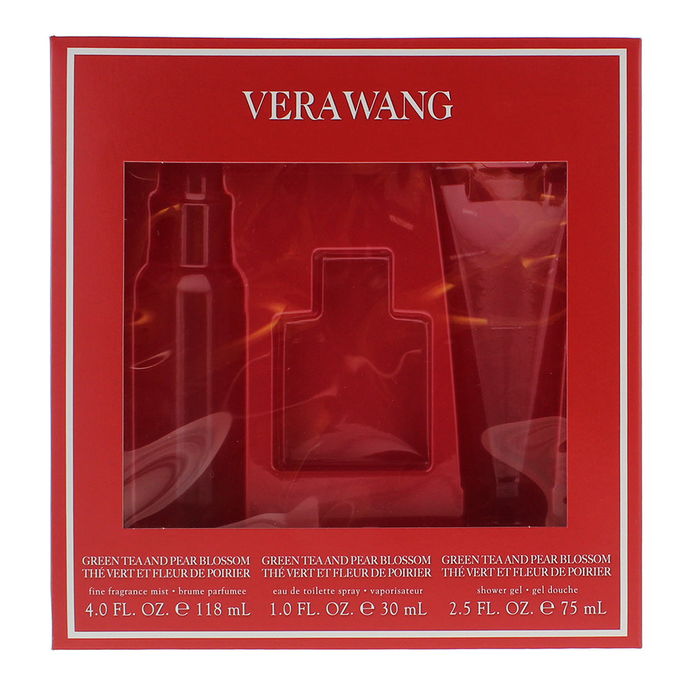 Vera Wang Embrace Green Tea And Pear Blossom 3 Piece Gift Set: Eau de Toilette 3 - Box