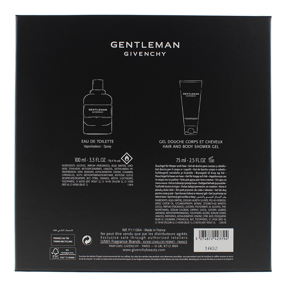 Givenchy Gentleman 2 Piece Gift Set: Eau De Toilette 100ml - Shower Gel 75ml