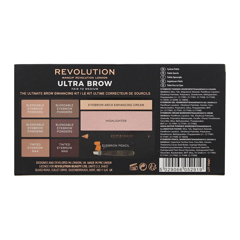 Revolution Ultra Brow Fair To Medium Brow Kit 18.98g