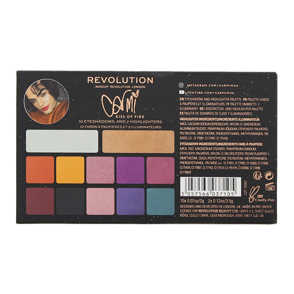 Revolution Carmi Kiss Of Fire Make-Up Palette 10 x 2g - 2 x 3.5g