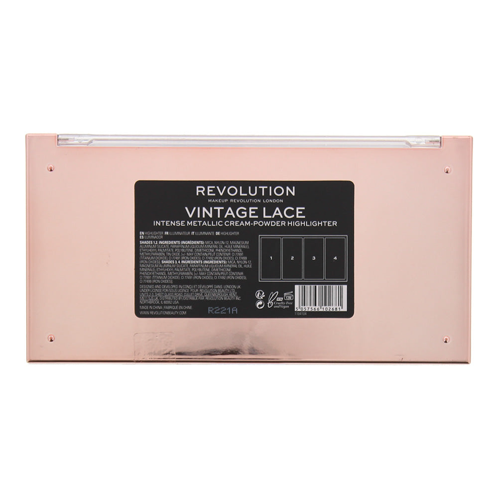 Revolution Vintage Lace Intense Metallic Cream-Powder Highlighting Palette 4 x 5g