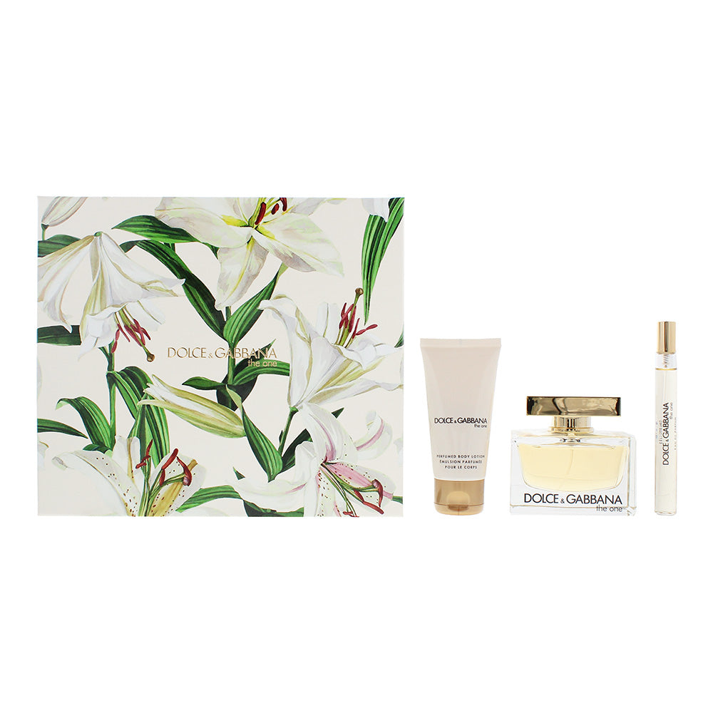 Dolce & Gabbana The One 3 Piece Gift Set: Eau de Parfum 75ml - Body Lotion 50ml - Eau de Parfum 10ml