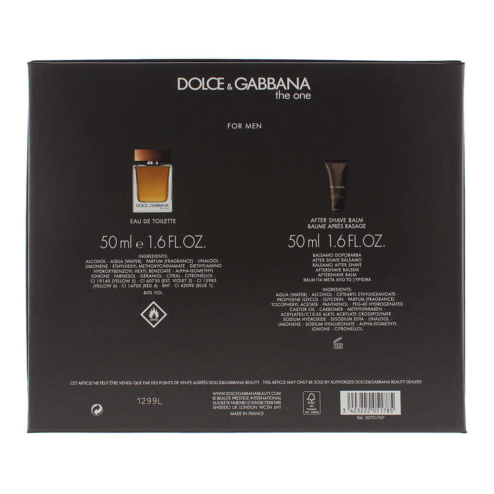 Dolce & Gabbana The One For Men 2 Piece Gift Set: Eau de Toilette 50ml - Aftersh