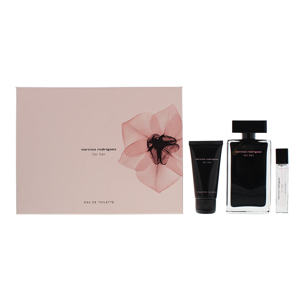 Narciso Rodriguez For Her 3 Piece Gift Set: Eau De Toilette 100ml - Body Lotion 50ml - Shower Gel 50ml