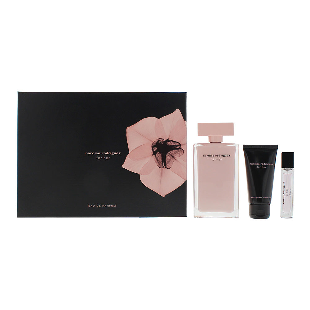 Narciso Rodriguez For Her 3 Piece Gift Set: Eau de Parfum 100ml - Eau de Parfum 
