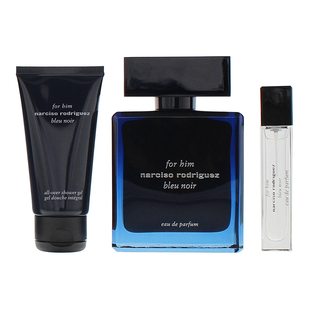 Narciso Rodriguez For Him Bleu Noir 3 Piece Gift Set: Eau de Parfum 100ml - Shower Gel 50ml - Eau de Parfum 10ml - Product
