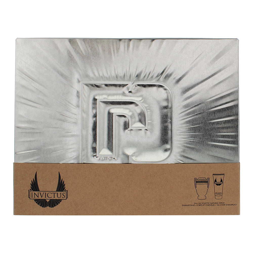 Paco Rabanne Invictus 2 Piece Gift Set: Eau de Toilette 100ml - All Over Shampoo - Box