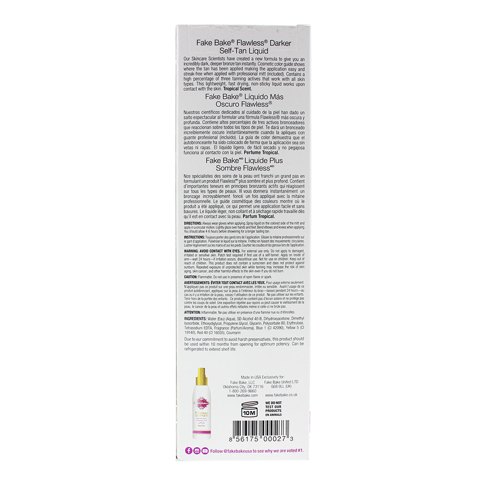 Fake Bake Flawless Darker Self-Tan Liquid 177ml & Application Mitt - Ingredients