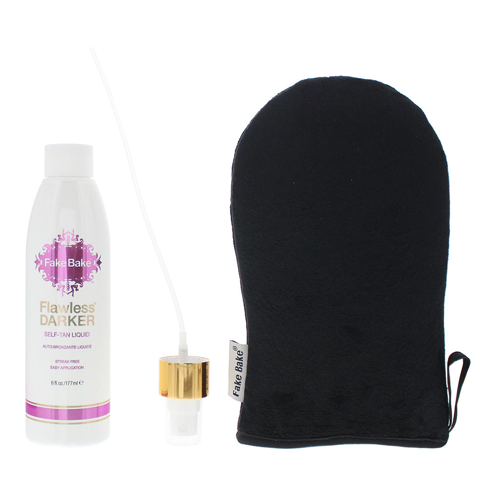 Fake Bake Flawless Darker Self-Tan Liquid 177ml & Application Mitt - Product