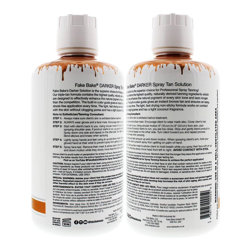 Fake Bake Darker Instant Sunless Spray Tan Solution 946ml - Ingredients
