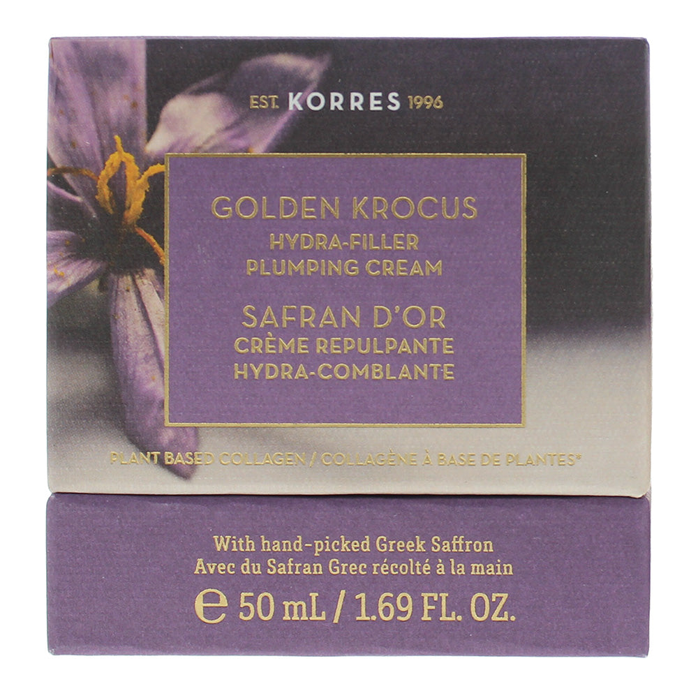 Korres Golden Krocus Hydra-Filler Plumping Cream Plant Based Collagen With Hand- - Box