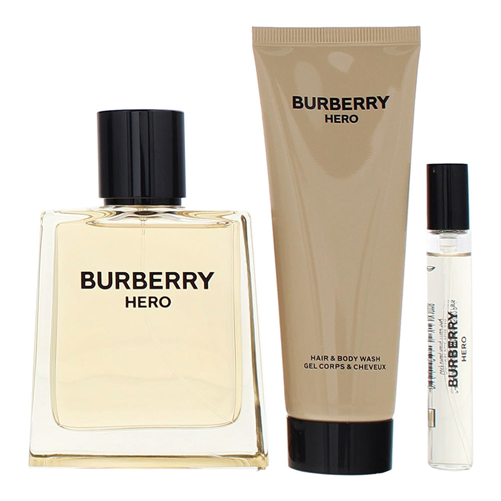 Burberry Hero 3 Piece Gift Set: Eau de Toilette 100ml - Body Wash 75ml - Eau de Toilette 7.5ml - Product