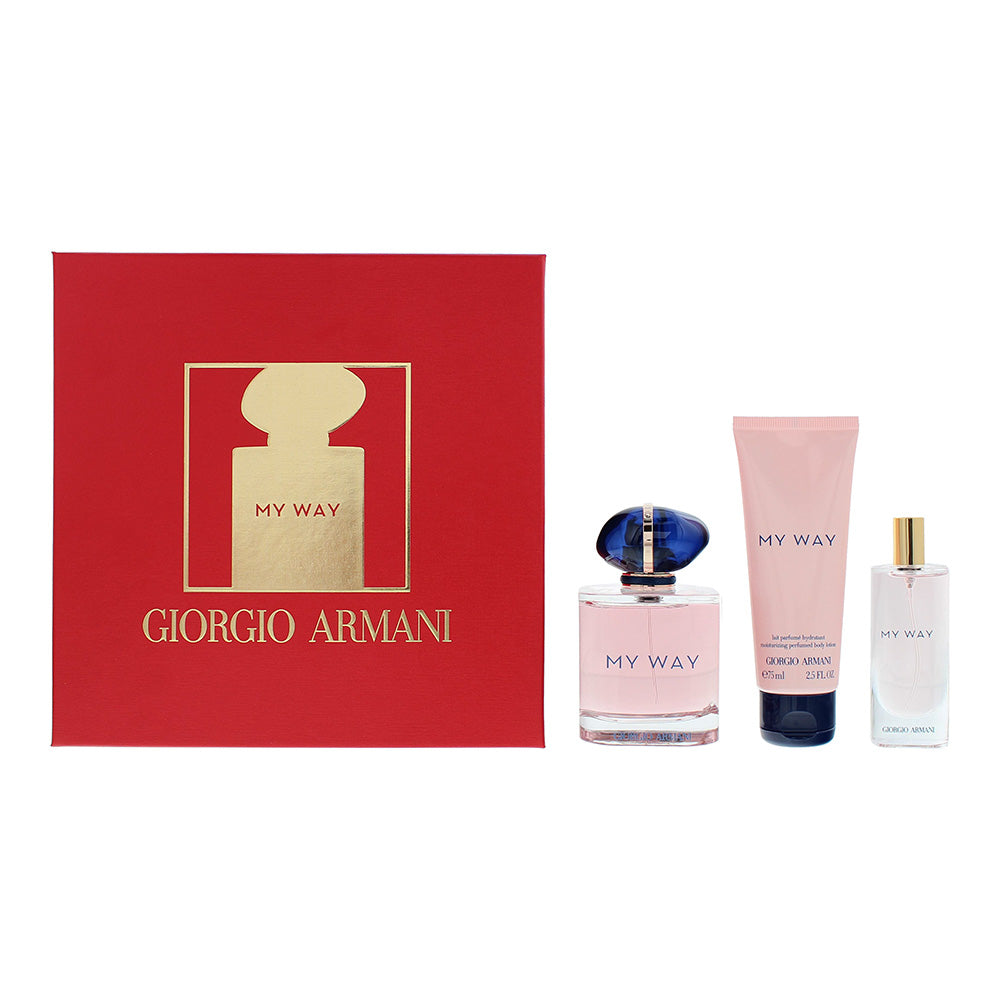 Giorgio Armani My Way 3 Piece Gift Set: Eau de Parfum 90ml - Eau de Parfum 15ml 