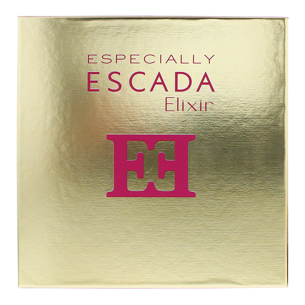 Escada Especially Elixir 3 Piece Gift Set: Eau de Parfum 75ml - Body Moisturiser 50ml - Nail Polish 4.5ml - Box