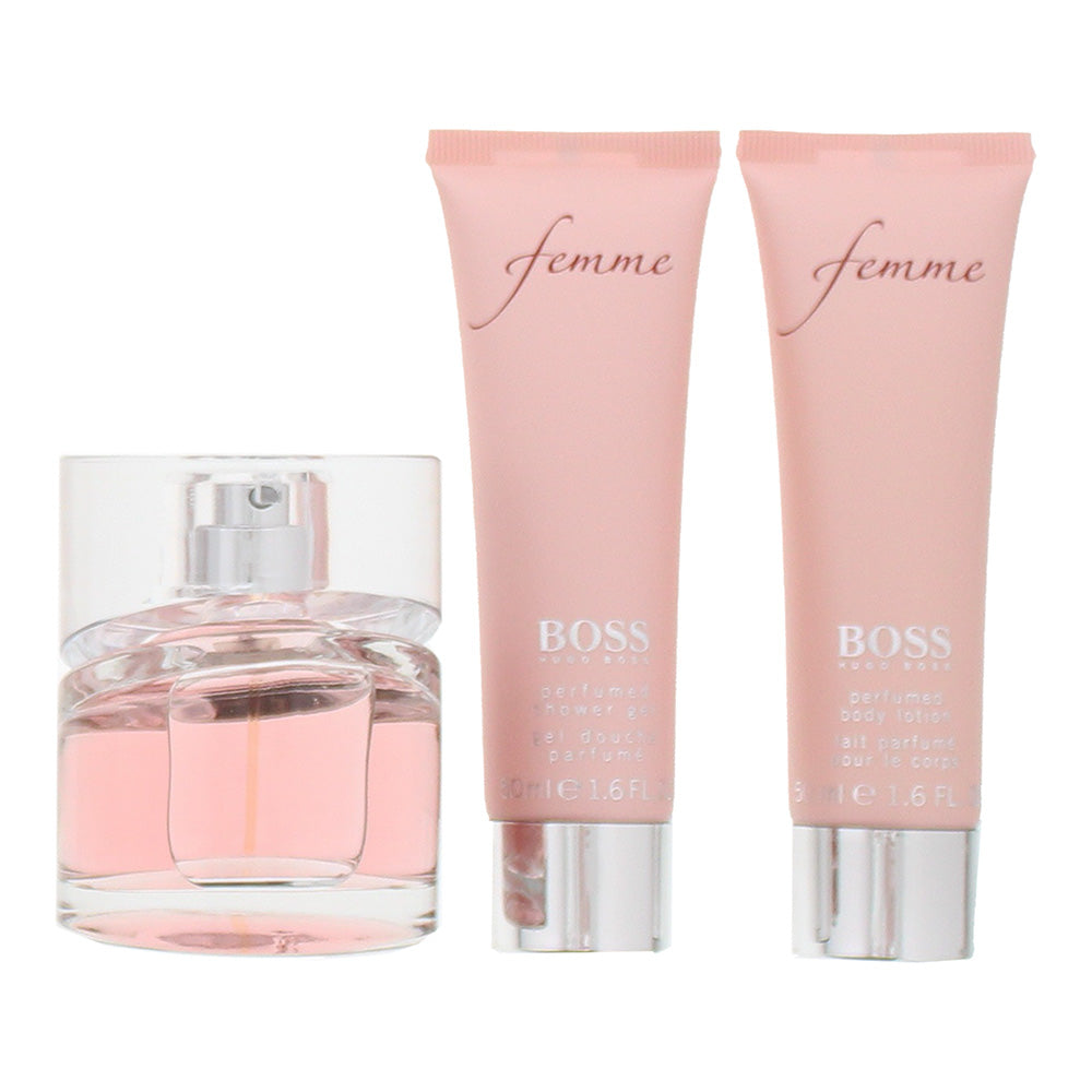 Hugo Boss Femme 3 Piece Gift Set: Eau de Parfum 50ml - Body Lotion 50ml - Shower - Product