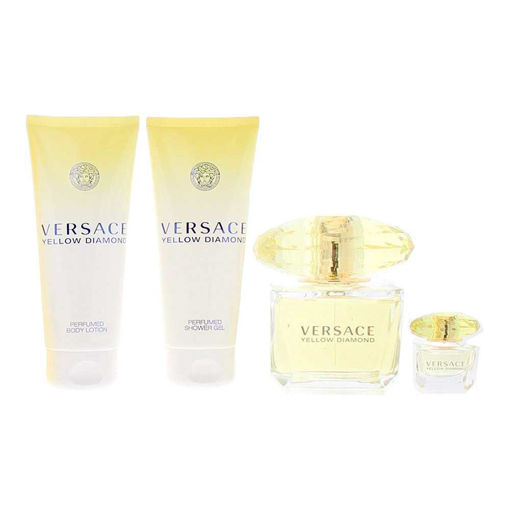 Versace Yellow Diamond 4 Piece Gift Set: Eau de Toilette 90ml - Shower Gel 100ml - Product