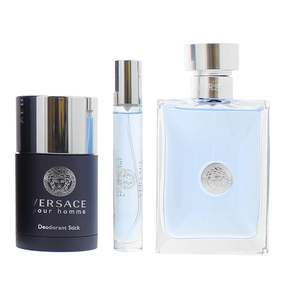 Versace Pour Homme 3 Piece Gift Set: Eau de Toilette 100ml - Deodorant Stick 75m - Product