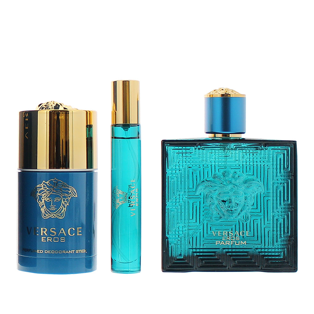Versace Eros 3 Piece Gift Set: Parfum 100ml - Deodorant Stick 75ml - Parfum 10ml - Product