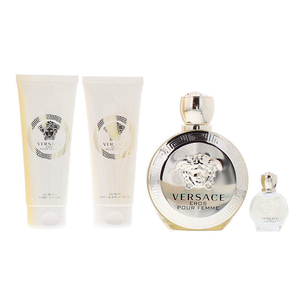 Versace Eros Pour Femme 4 Piece Gift Set: Eau de Parfum 100ml - Shower Gel 100ml - Product