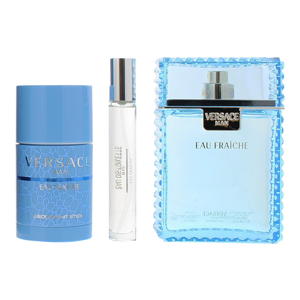 Versace Man Eau Fraiche 3 Piece Gift Set: Eau de Toilette 100ml - Deodorant Stic - Product