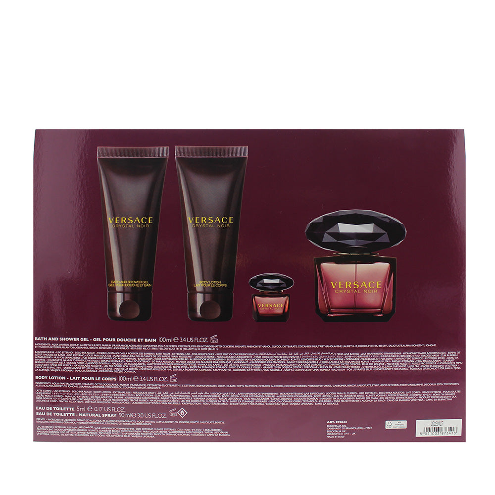 Versace Crystal Noir 4 Piece Gift Set: Eau de Toilette 90ml - Shower Gel 100ml - - Ingredients