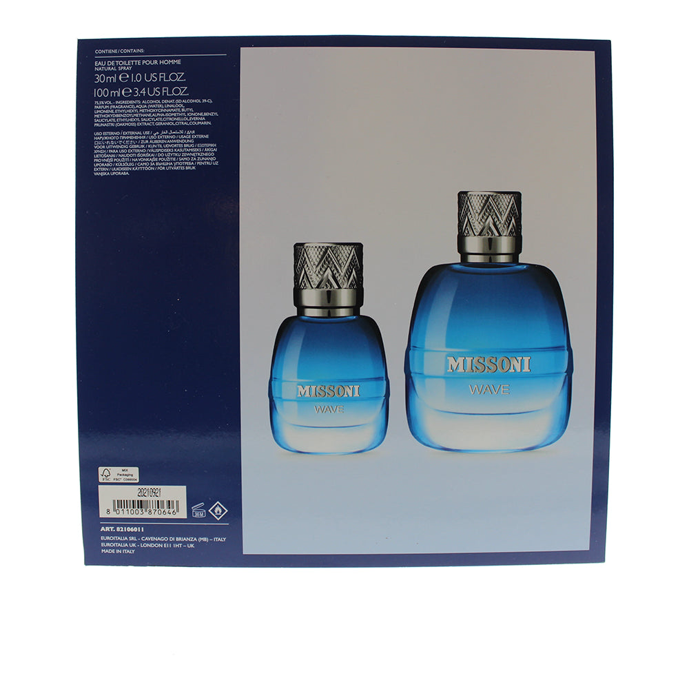 Missoni Wave Pour Homme 2 Piece Gift Set: Eau De Toilette 100ml - Eau De Toilette 30ml