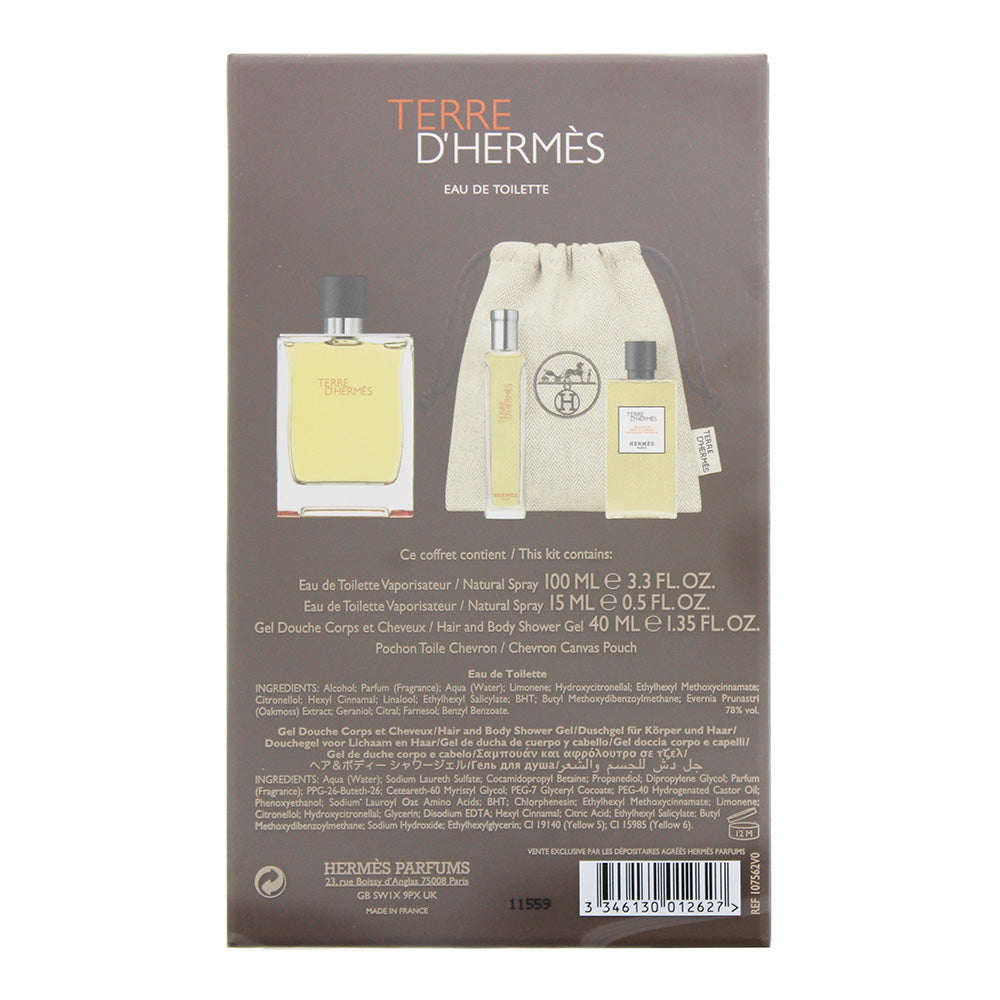Hermès Terre D'hermès 4 Piece Gift Set: Eau de Toilette 100ml - Eau de Toilette 