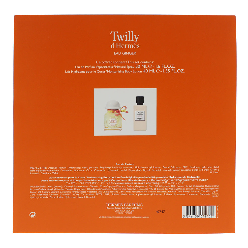 Hermès Twilly D'hermès Eau Ginger 2 Piece Gift Set: Eau de Parfum 50ml - Body Lo