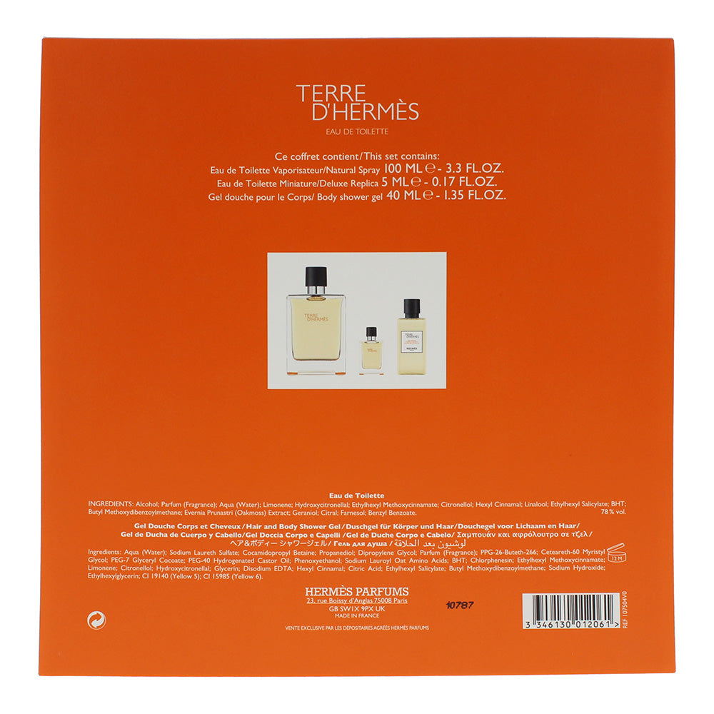 Hermès Terre D'hermès 3 Piece Gift Set: Eau de Toilette 100ml - Eau de Toilette 