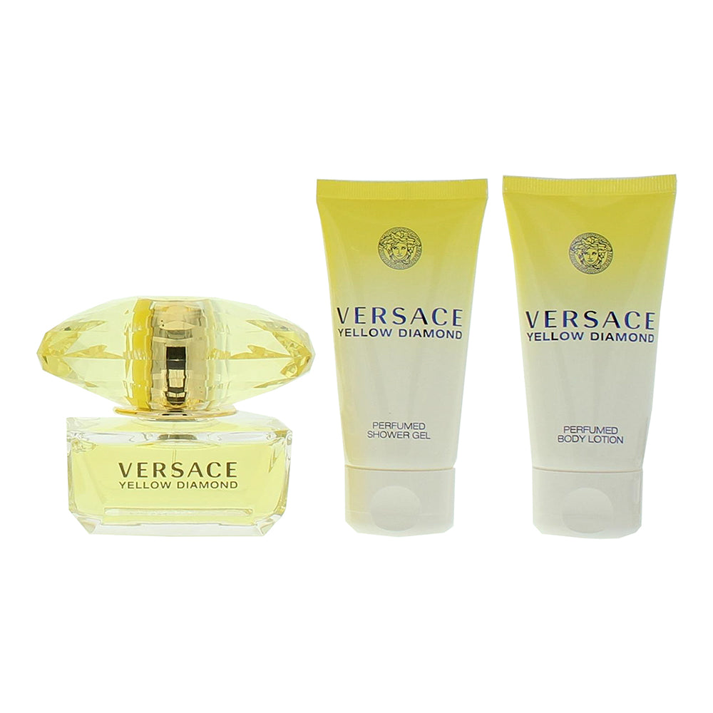Versace Yellow Diamond 3 Piece Gift Set: Eau de Toilette 50ml - Bath & Shower Ge - Product