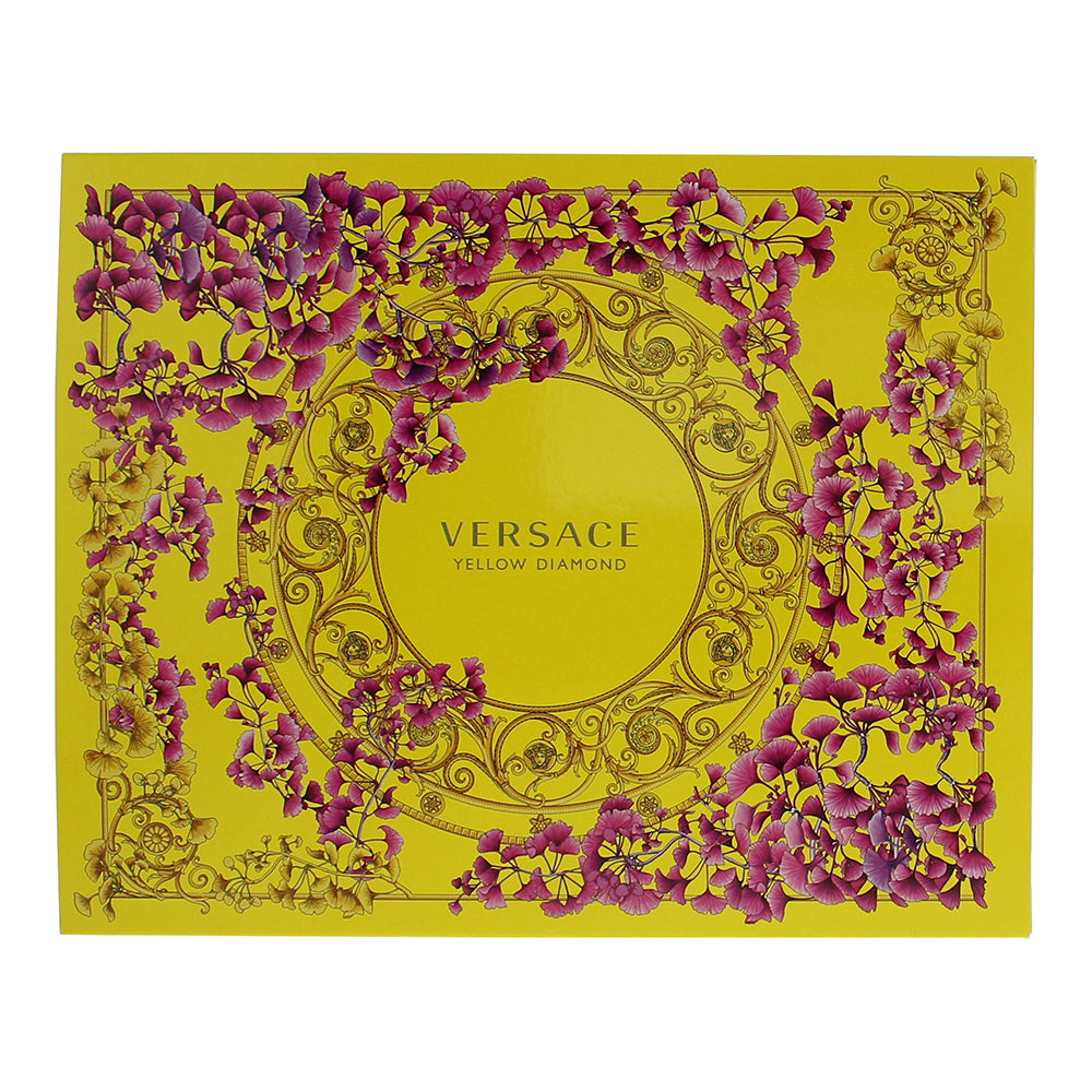 Versace Yellow Diamond 3 Piece Gift Set: Eau de Toilette 50ml - Bath & Shower Ge - Box