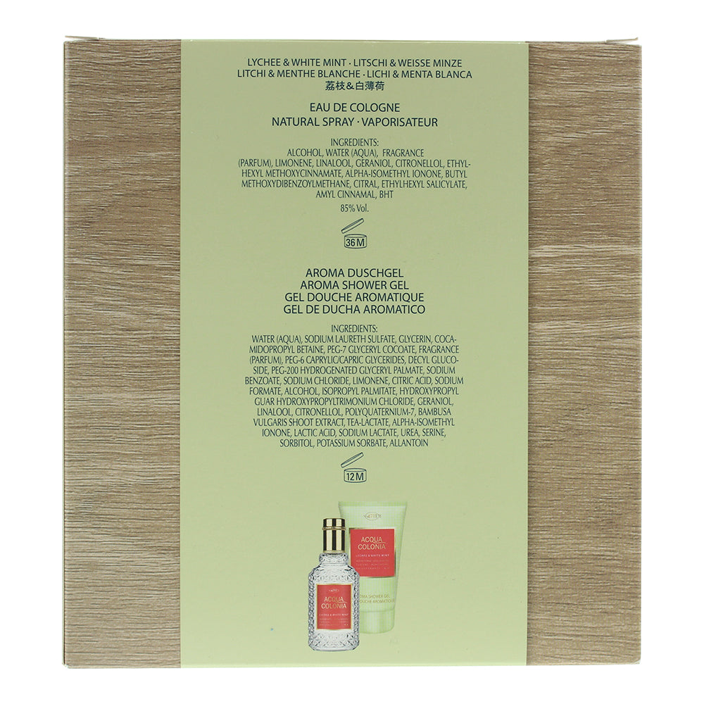 4711 Acqua Colonia Lychee & White Mint 2 Piece Gift Set: Eau De Cologne 50ml - Shower Gel 75ml