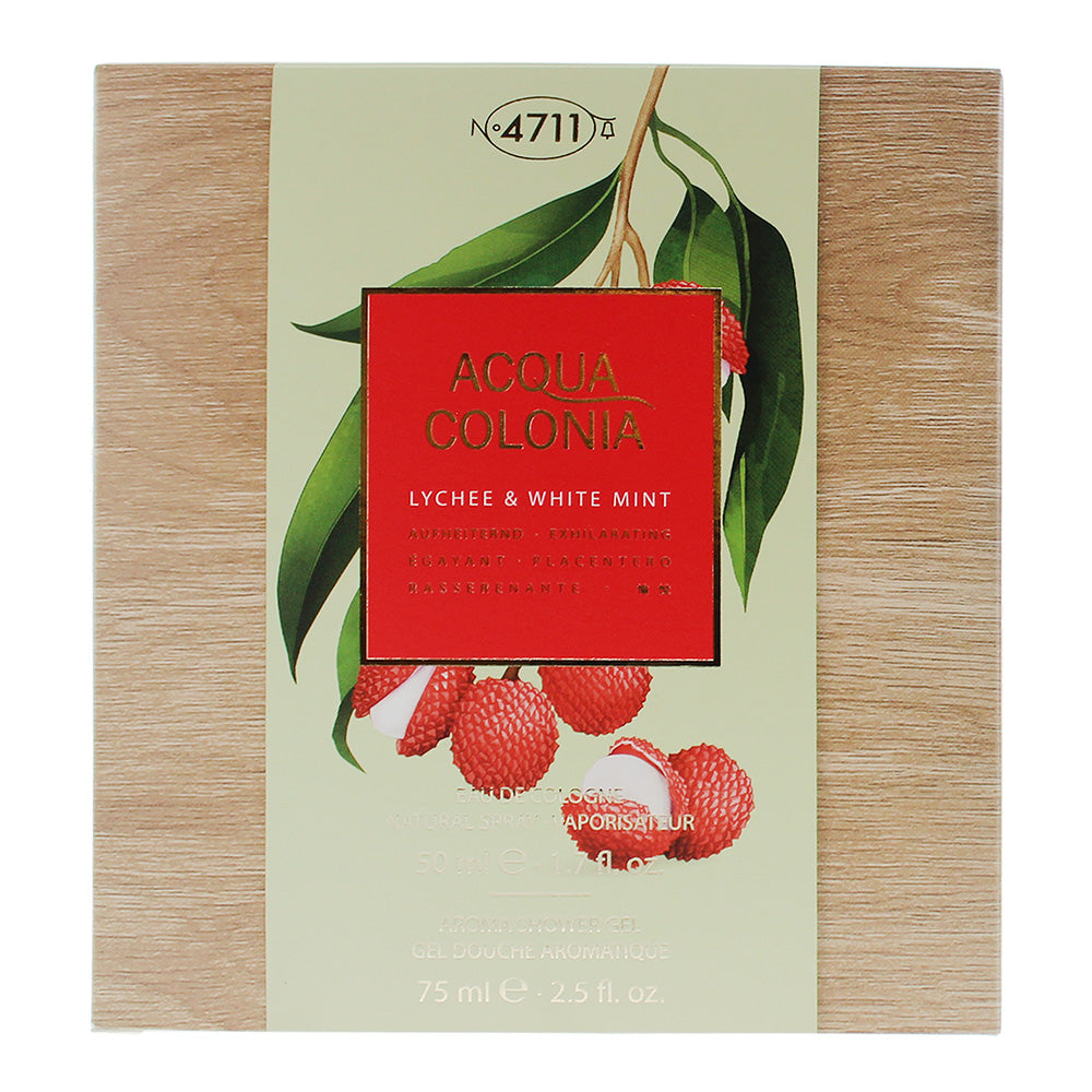 4711 Acqua Colonia Lychee & White Mint 2 Piece Gift Set: Eau de Cologne 50ml - S - Box