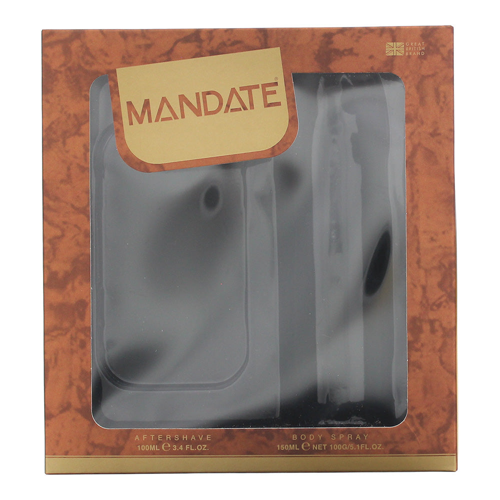 Mandate 2 Piece Gift Set: Aftershave 100ml - Body Spray 150ml - Box