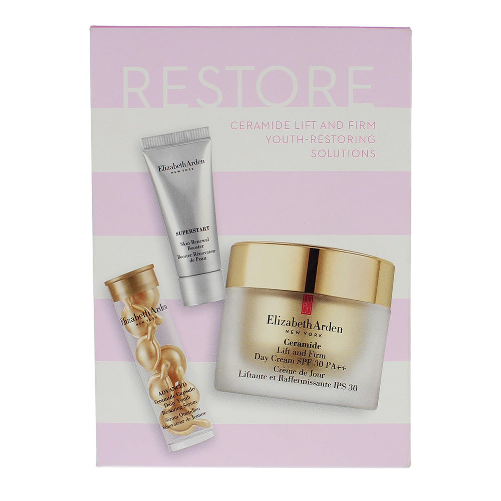 Elizabeth Arden Restore 3 Piece Gift Set: Ceramide SPF 30 PA++ Day Cream 50ml -  - Box
