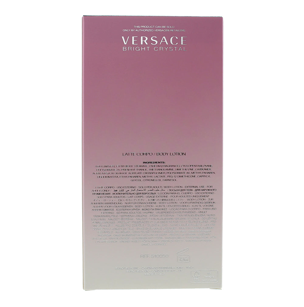 Versace Bright Crystal Perfumed Body Lotion 200ml - Ingredients