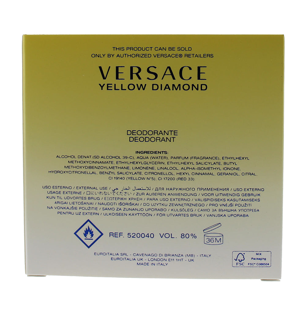Versace Yellow Diamond Perfumed Deodorant 50ml Glass Bottle