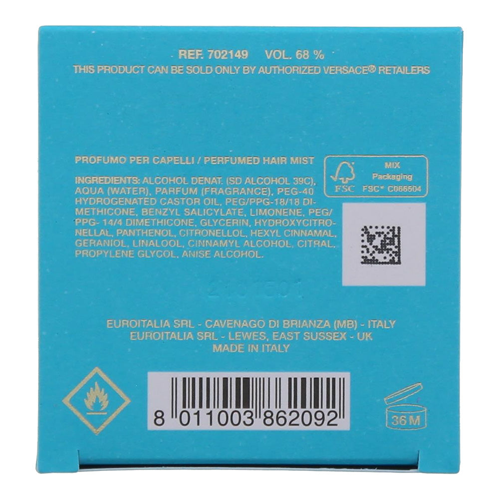Versace Dylan Turquoise Pour Femme Perfumed Hair Mist 30ml - Ingredients