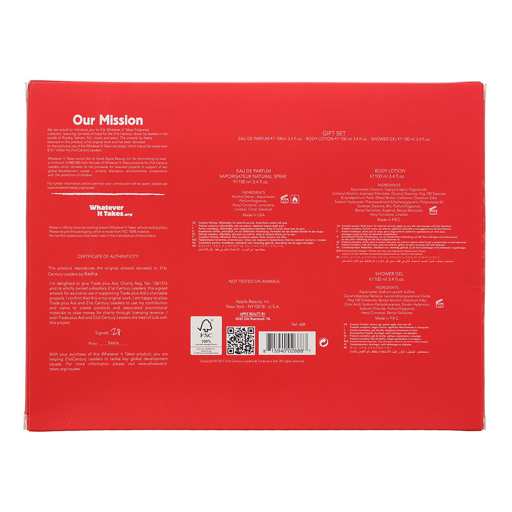 Kesha Whatever It Takes 3 Piece Gift Set: Eau De Parfum 100ml - Body Lotion 100ml - Shower Gel 100ml