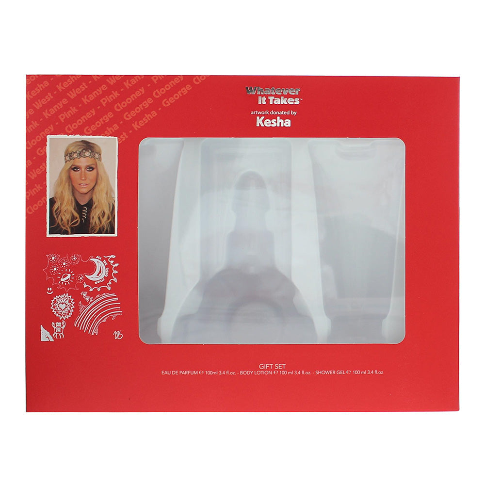 Kesha Whatever It Takes 3 Piece Gift Set: Eau de Parfum 100ml - Body Lotion 100m - Box