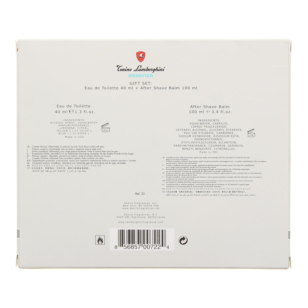 Lamborghini Essenza 2 Piece Gift Set: Eau De Toilette 40ml - Aftershave Balm 100ml