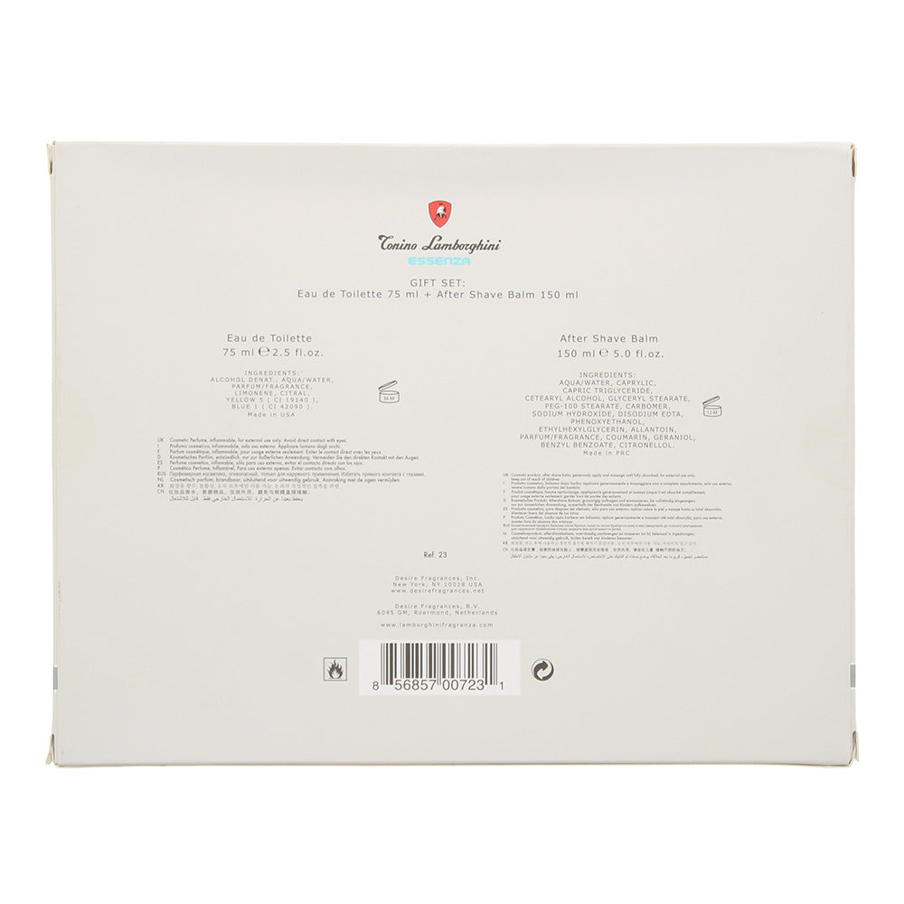 Lamborghini Essenza 2 Piece Gift Set: Eau De Toilette 75ml - Aftershave Balm 100ml