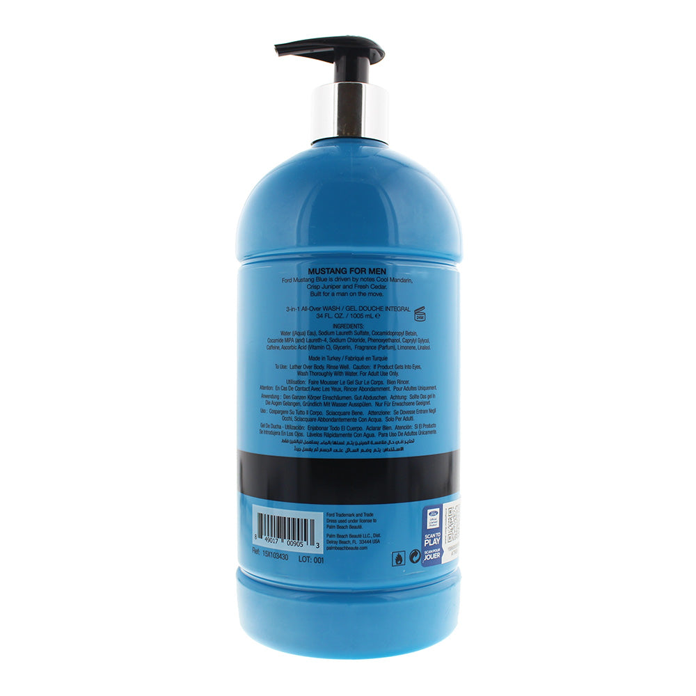 Mustang 3-In-1 Invigorating Body Wash 1000ml Blue