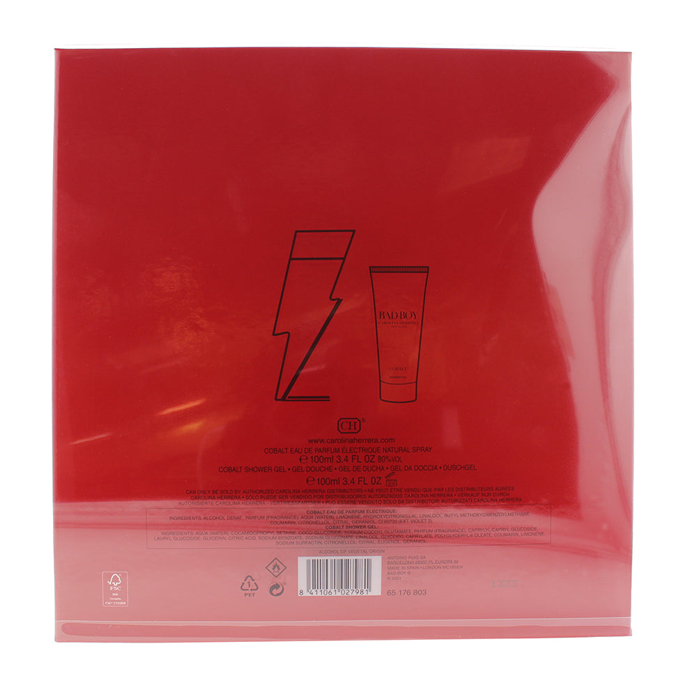 Carolina Herrera Bad Boy Cobalt 2 Piece Gift Set: Eau de Parfum 100ml - Shower G
