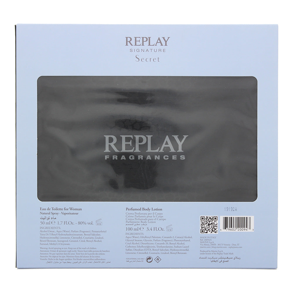 Replay Signature Secret For Woman 2 Piece Gift Set: Eau De Toilette 50ml - Body Lotion 100ml