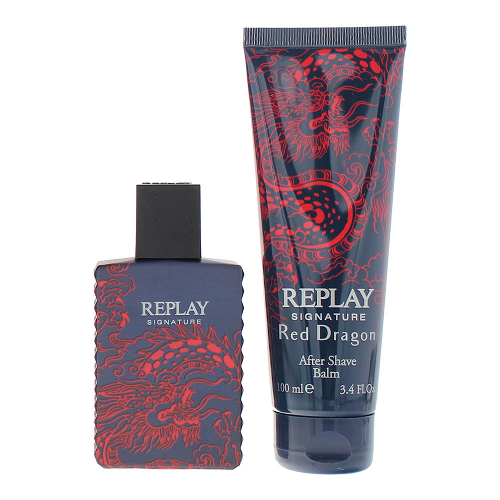Replay Signature Red Dragon For Man 2 Piece Gift Set: Eau de Toilette 50ml - Aft - Product