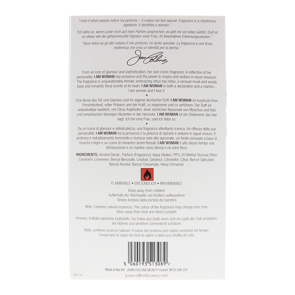Joan Collins I Am Woman Eau de Parfum 50ml - Ingredients