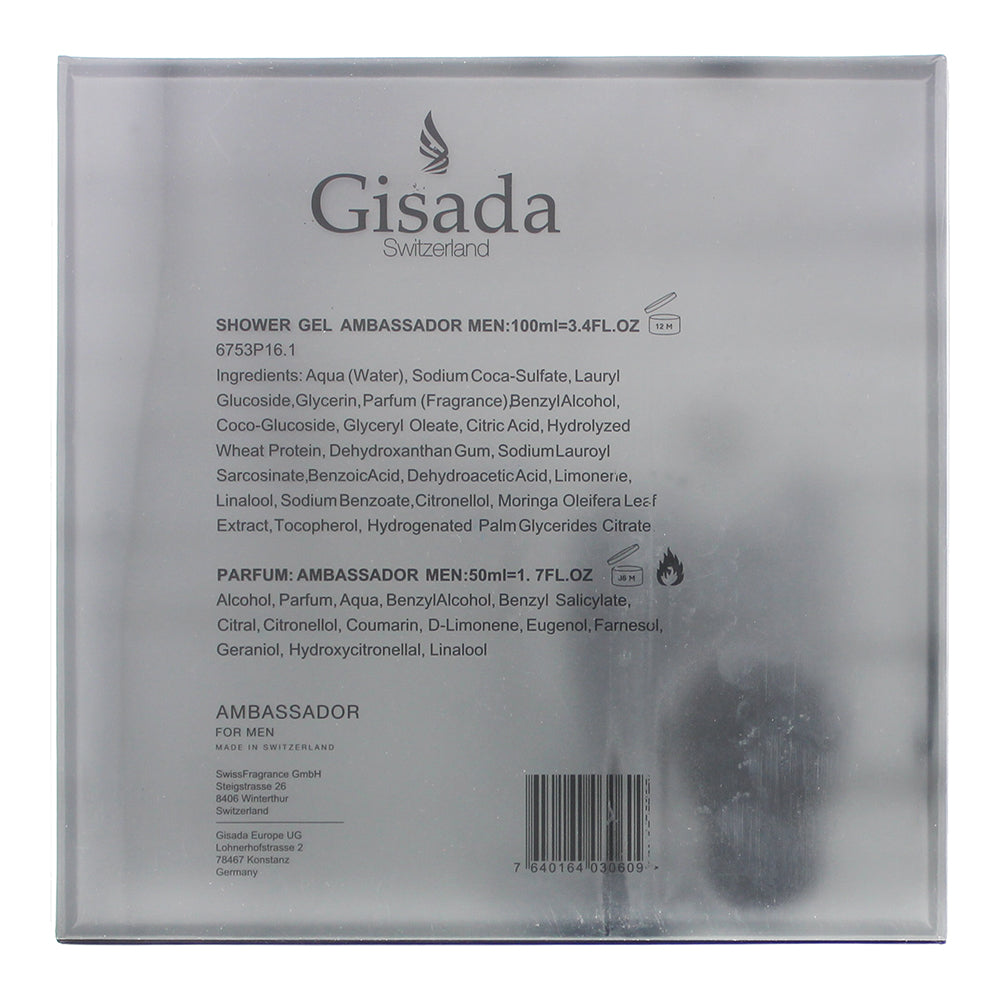 Gisada Ambassador Men 2 Piece Gift Set: Eau de Parfum 50ml - Shower Gel 100ml