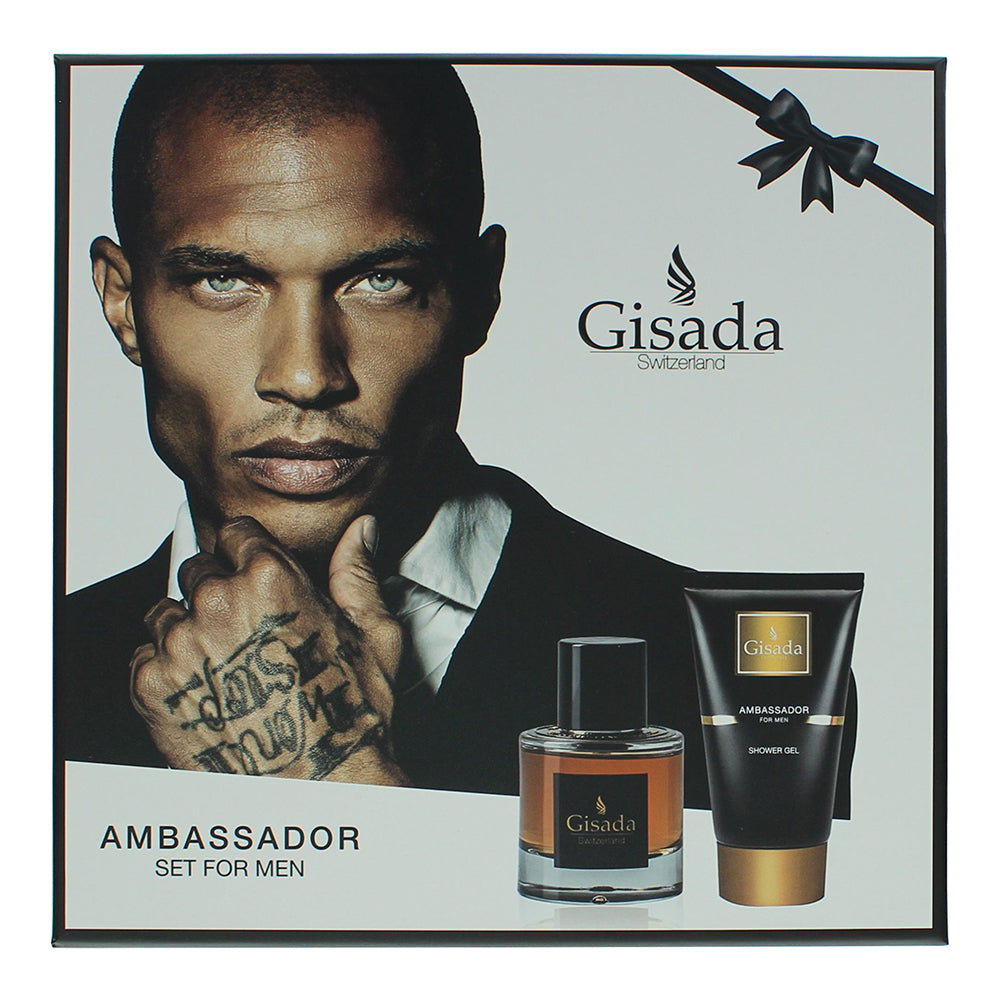 Gisada Ambassador Men 2 Piece Gift Set: Eau de Parfum 50ml - Shower Gel 100ml - Box